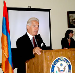 Rep. Jim Costa speaks at the event on Artsakh's freedom anniversary.